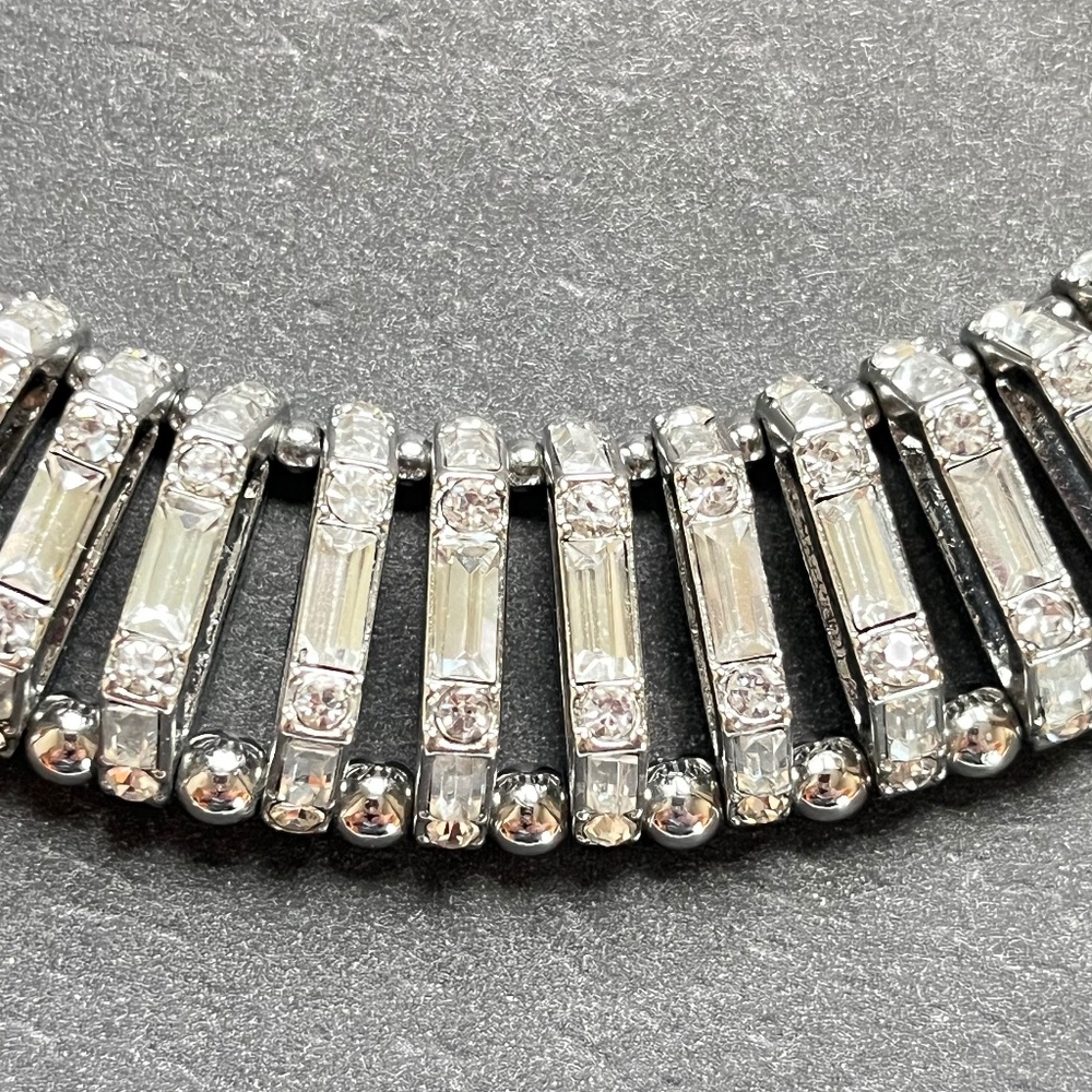 CHICO's Necklace Statement Rhinestone & Silver Choker/Princess - Picture 7 of 9